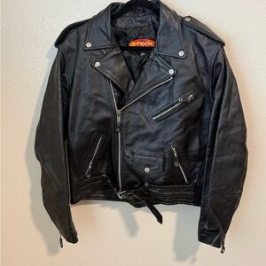 MAS Leather Jacket with Zipper Details